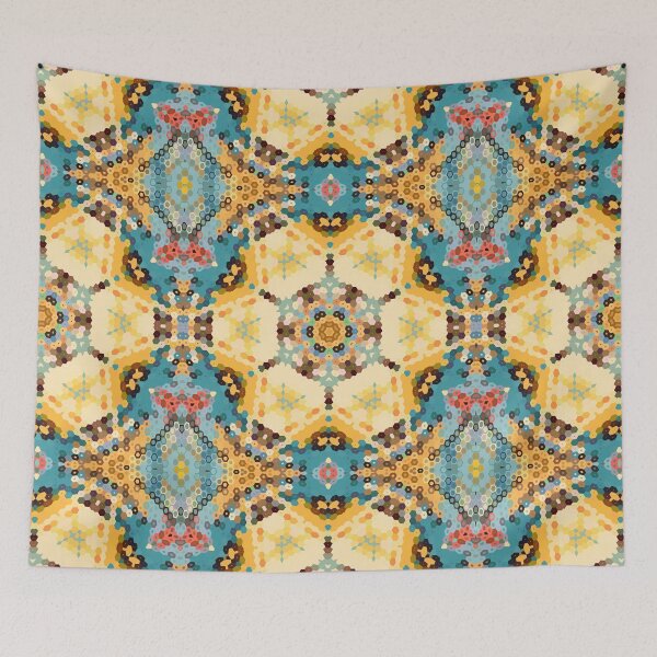 Item preview, Hex Mandala Yellow and Blue designed and sold by WormholeOrbital.