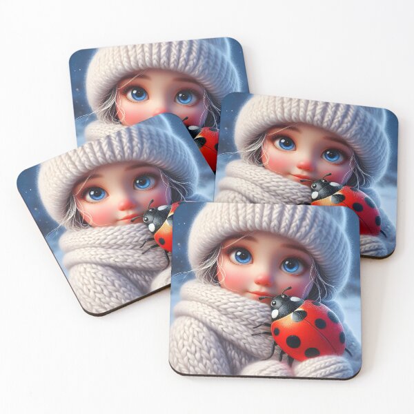 Item preview, Snow Hug – Girl and Her Giant Ladybug designed and sold by EmeraldeaArt.