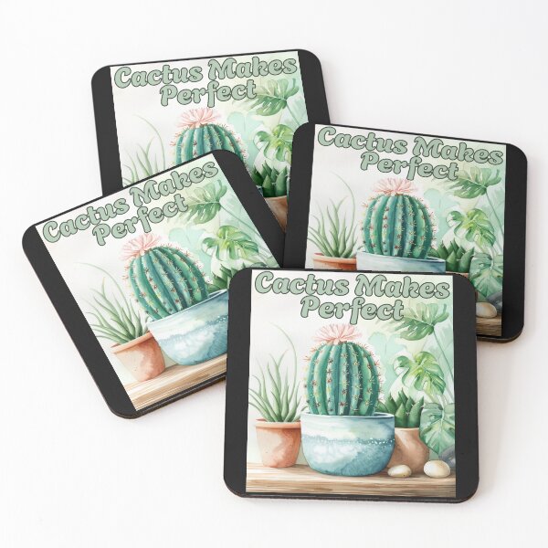 Item preview, Cactus Makes Perfect – Succulent Pun Watercolor Illustration designed and sold by Ela-graphicwiz.