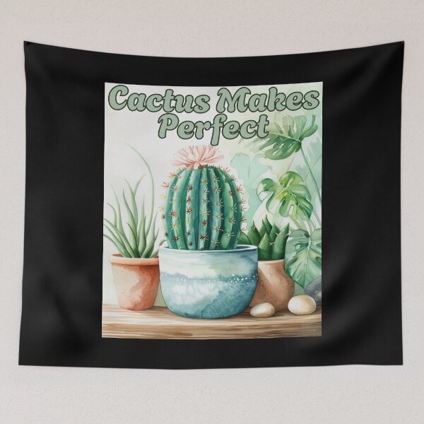 Item preview, Cactus Makes Perfect – Succulent Pun Watercolor Illustration designed and sold by Ela-graphicwiz.
