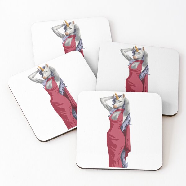 Item preview, Unicorn Woman in Pink Dress, Purple Hair designed and sold by KlakkDrawsStuff.