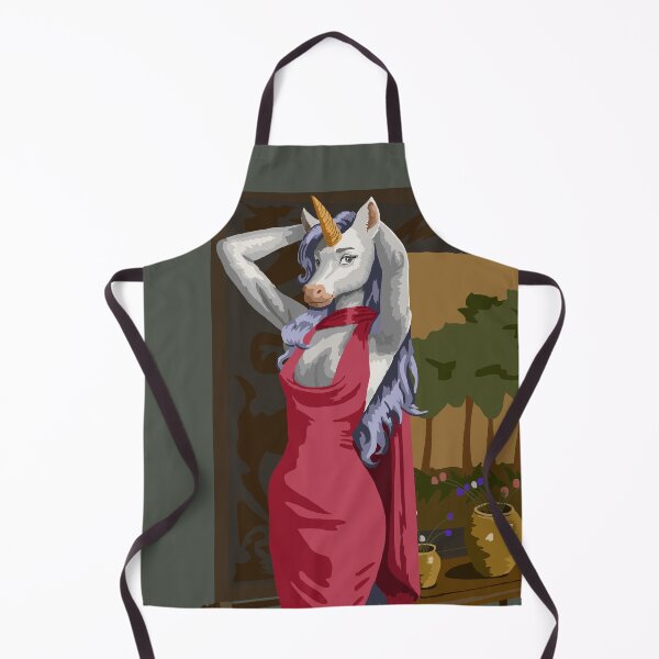 Item preview, Unicorn Woman in Pink Dress, Purple Hair designed and sold by KlakkDrawsStuff.