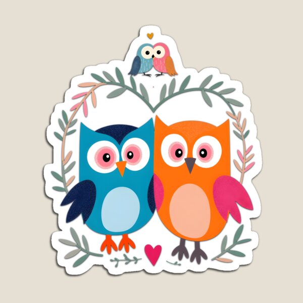 Item preview, Colorful Owl Family Love – Cute Whimsical Birds Illustration designed and sold by RamLineArt.
