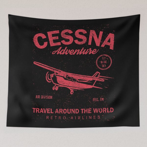 Artikelvorschau, Cessna Adventure Vintage Flugzeug Reiseposter – Retro Flugzeug Flying Club Design entworfen und verkauft von StickerAndLove.