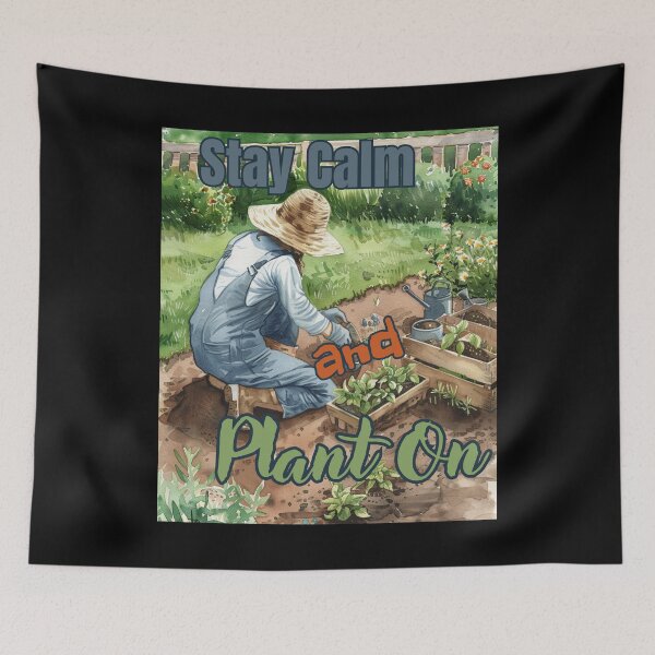 Item preview, Stay Calm and Plant On – Peaceful Garden Watercolor Illustration designed and sold by Ela-graphicwiz.