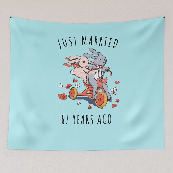 Item preview, Just Married 67 Years Ago - 67th Anniversary Couple Bunnies Tee, Phone Cases And Other Gifts designed and sold by MemWear.