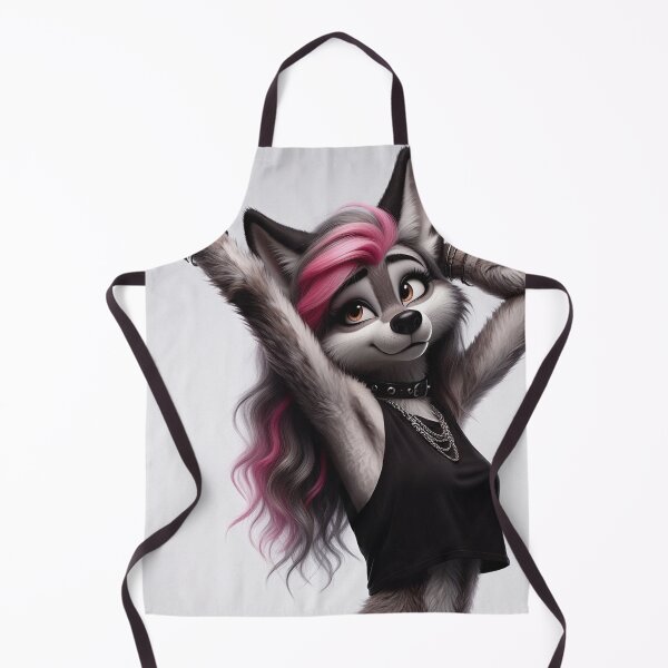 Item preview, Cute Anthropomorphic Wolf Girl render Grey Wolf posing with her hands behind her head designed and sold by Vintage Designs +.