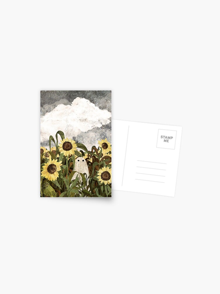 Thumbnail 1 of 2, Postcard, There's A Ghost in the Sunflower Field Again... designed and sold by katherineblower.