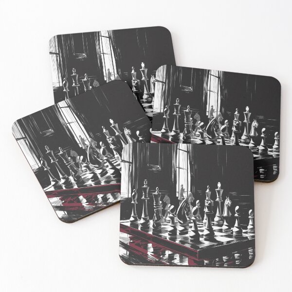 Item preview, Lifestyle Hub: Noir Academia Chess Game With Dark Red Wine Stain - BW designed and sold by M&M Lifestyle Hub.