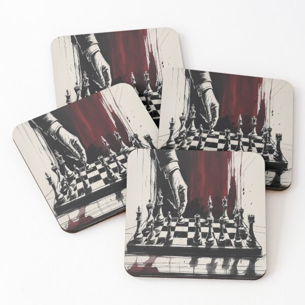 Item preview, Lifestyle Hub: Noir Academia Chess Game With Dark Red Wine Stain - BW designed and sold by M&M Lifestyle Hub.