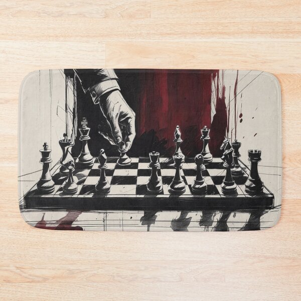 Item preview, Lifestyle Hub: Noir Academia Chess Game With Dark Red Wine Stain - BW designed and sold by M&M Lifestyle Hub.