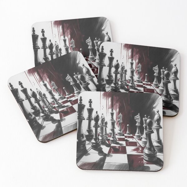 Item preview, Lifestyle Hub: Noir Academia Chess Game With Dark Red Wine Stain - BW designed and sold by M&M Lifestyle Hub.