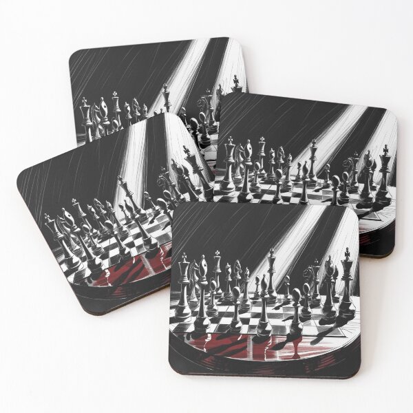 Item preview, Lifestyle Hub: Noir Academia Chess Game With Dark Red Wine Stain - BW designed and sold by M&M Lifestyle Hub.