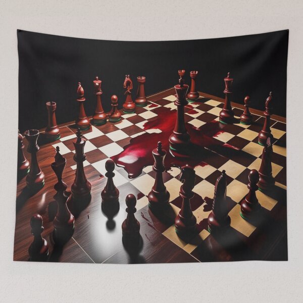 Item preview, Lifestyle Hub: Noir Academia Chess Game With Red Wine Stain designed and sold by M&M Lifestyle Hub.