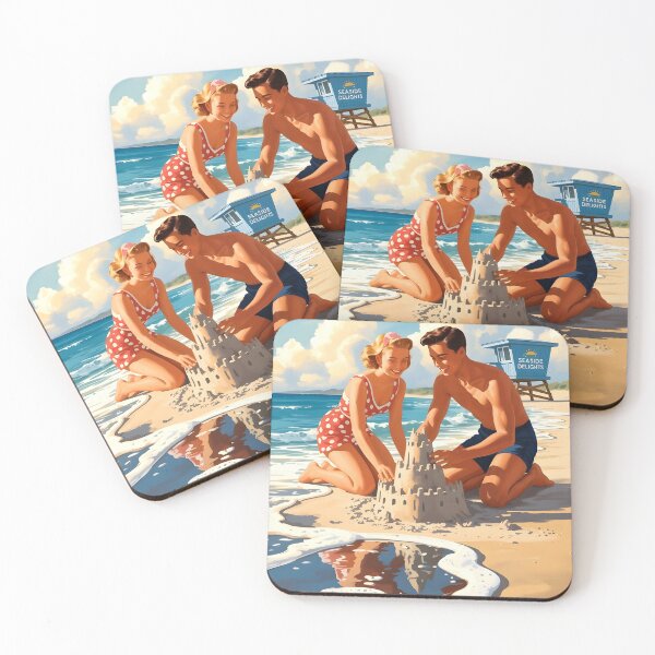 Item preview, Summer Retro Vibes – Vintage Beach Sandcastle Scene designed and sold by MooLaLa.Store.