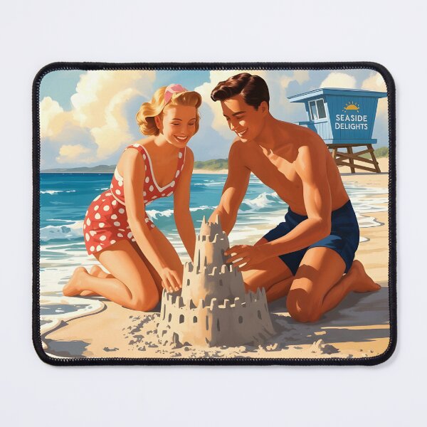 Item preview, Summer Retro Vibes – Vintage Beach Sandcastle Scene designed and sold by MooLaLa.Store.
