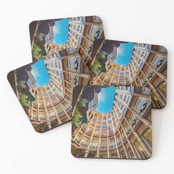 Item preview, Looking up inside Casa Milà’s colourful courtyard designed and sold by bailey-cooper.