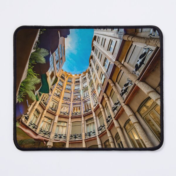 Item preview, Looking up inside Casa Milà’s colourful courtyard designed and sold by bailey-cooper.