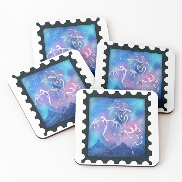Item preview, Dragon Stamp - watercolour fantasy night designed and sold by Aakanksha97.