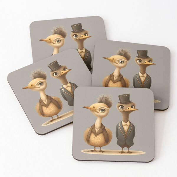 Item preview, Elegant Ostriches with Hats | Funny Anthropomorphic Illustration designed and sold by DakotaPoppin.