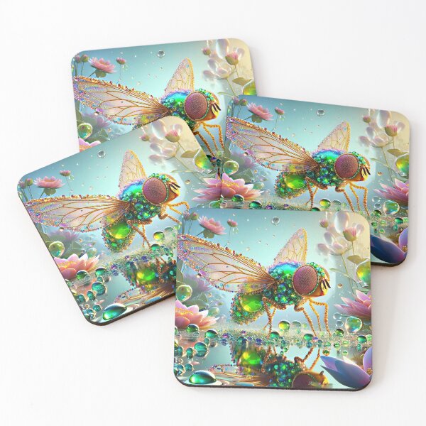 Item preview, Peridot Fly over the Lily Lake – Fantasy Insect Beauty designed and sold by EmeraldeaArt.