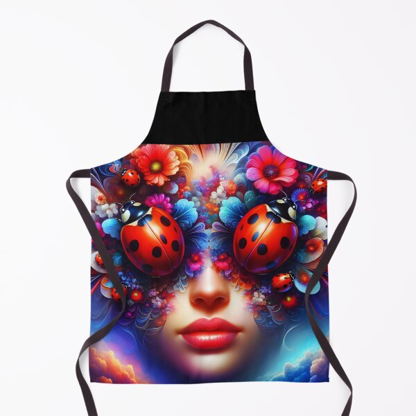 Item preview, Ladybugs on Her Eyes – Fantasy Portrait in Red and Blue designed and sold by EmeraldeaArt.