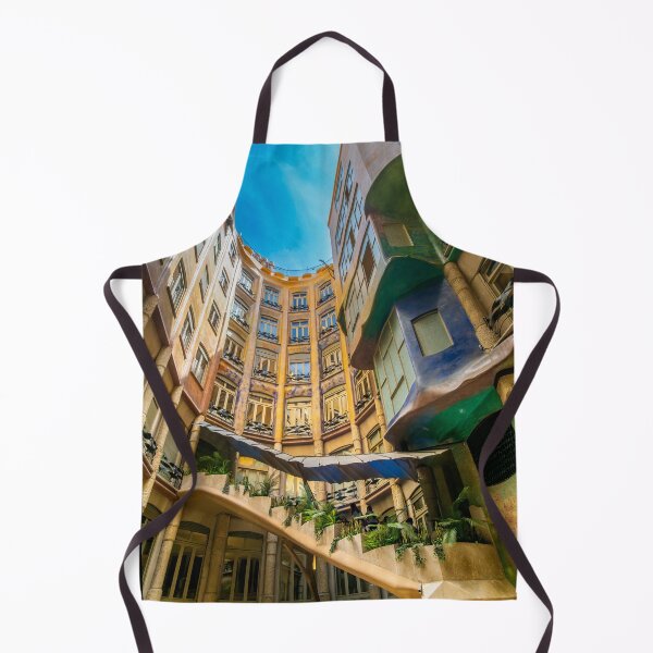 Item preview, Casa Milà courtyard balconies with colourful walls. Barcelona. designed and sold by bailey-cooper.