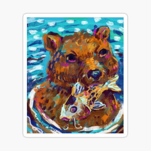 Item preview, bear and its delicious koi fish designed and sold by guilhernunes.