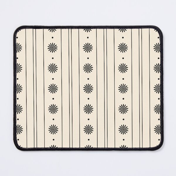Item preview, Daisy Stripes Minimalist Geometric Flowers and Stripes Pattern in Black and Almond Cream designed and sold by kierkegaard.