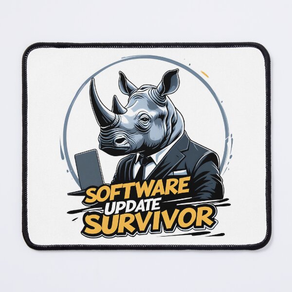 Item preview, Software Update Survivor Rhino Business Humor designed and sold by FoxyJags.