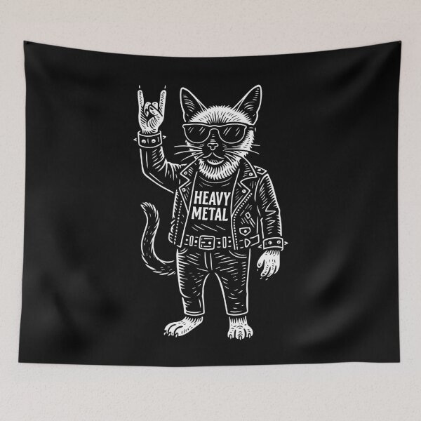 Item preview, Heavy Metal Siamese cat Rock Music Funny Humor designed and sold by LuminOrb.
