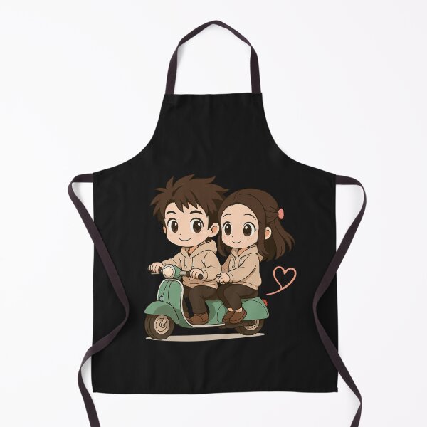 Item preview, Cute Anime Couple on Scooter in Matching Hoodies – Minimalist Chibi Design designed and sold by ColorSplash123.