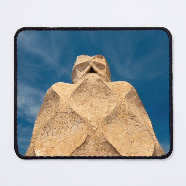 Item preview, Casa Milà rooftop chimney against blue sky. Barcelona. designed and sold by bailey-cooper.