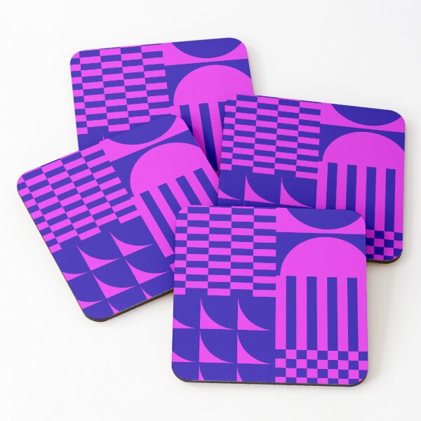Item preview, Checkerboard and Geometric Shapes Abstract 12 in Sapphine Blue Pop Pink designed and sold by nineFlorals.