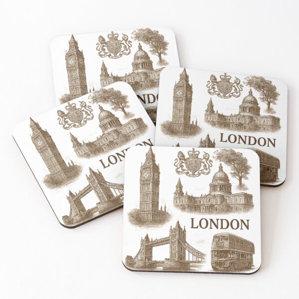 Item preview, Vintage London Landmarks Sketch – Sepia Ink Illustration designed and sold by Tender Flower Clothing.