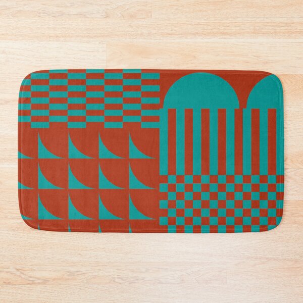 Item preview, Checkerboard and Geometric Shapes Abstract 10 in Persian Green Dark Red designed and sold by nineFlorals.