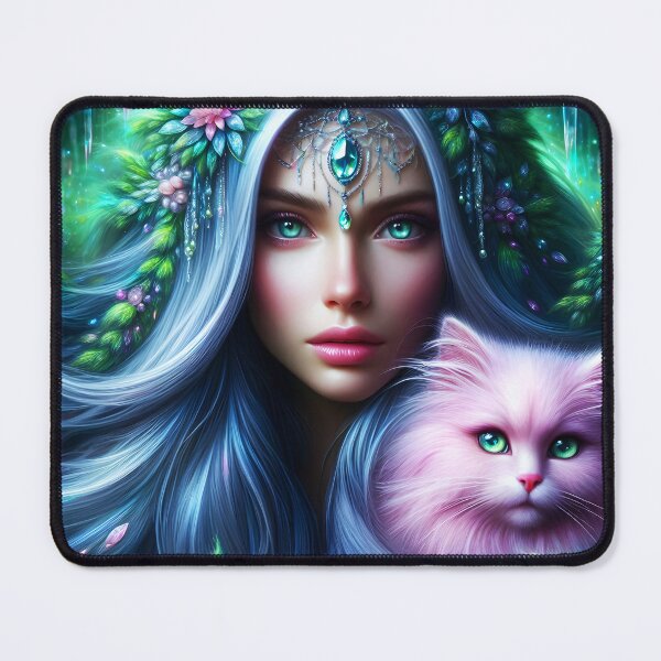 Item preview, Crystal Fae and Her Enchanted Pink Cat designed and sold by EmeraldeaArt.