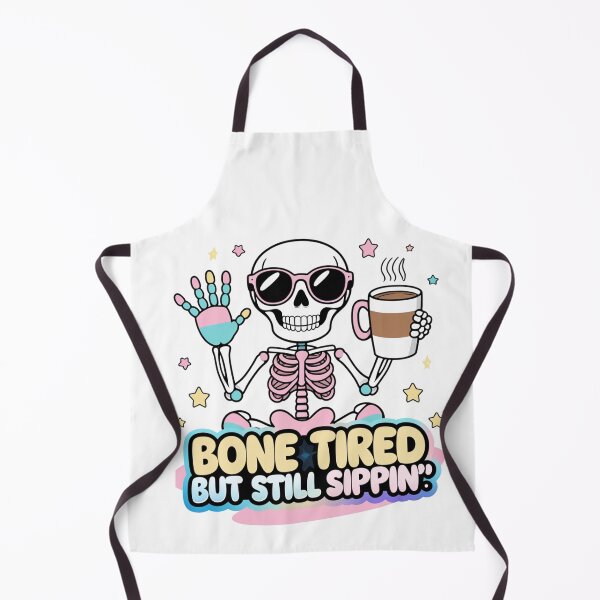 Item preview, Bone Tired But Still Sippin’ – Cute Skeleton Coffee Art designed and sold by mythasia.