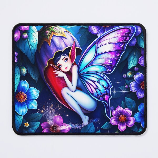 Item preview, Fae in a Flower Chrysalis – Purple Blue Petals & Wings Fantasy Art designed and sold by EvaAngel.