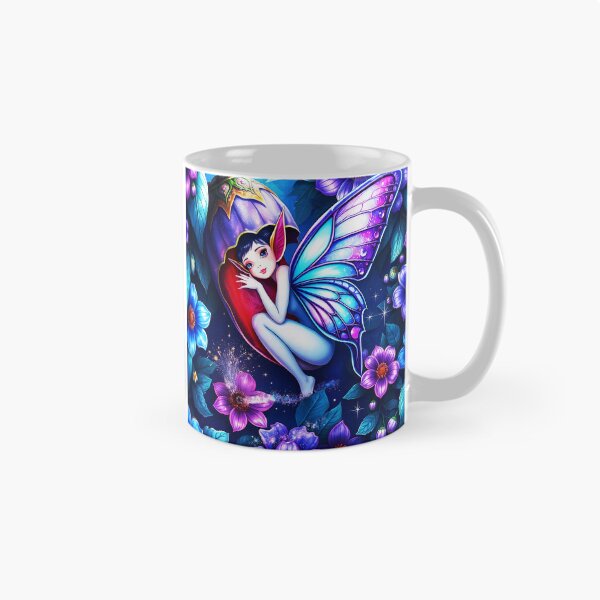 Item preview, Fae in a Flower Chrysalis – Purple Blue Petals & Wings Fantasy Art designed and sold by EvaAngel.