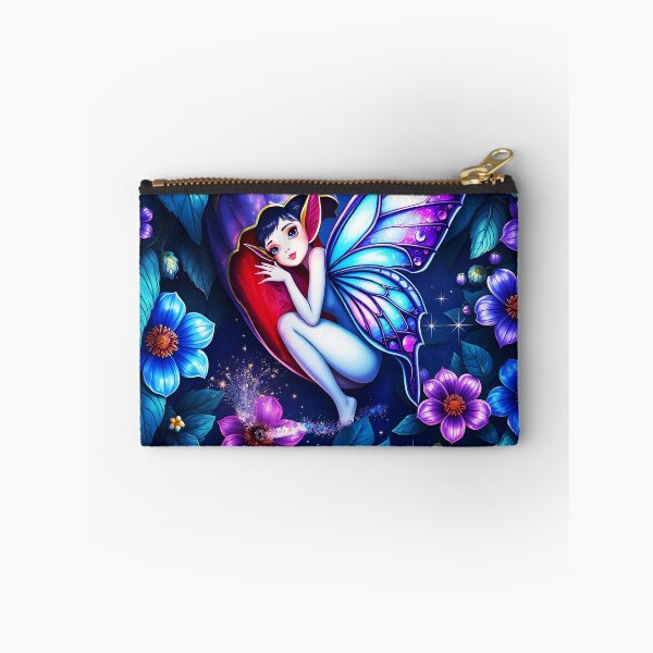 Item preview, Fae in a Flower Chrysalis – Purple Blue Petals & Wings Fantasy Art designed and sold by EvaAngel.