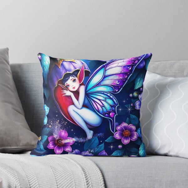 Item preview, Fae in a Flower Chrysalis – Purple Blue Petals & Wings Fantasy Art designed and sold by EvaAngel.