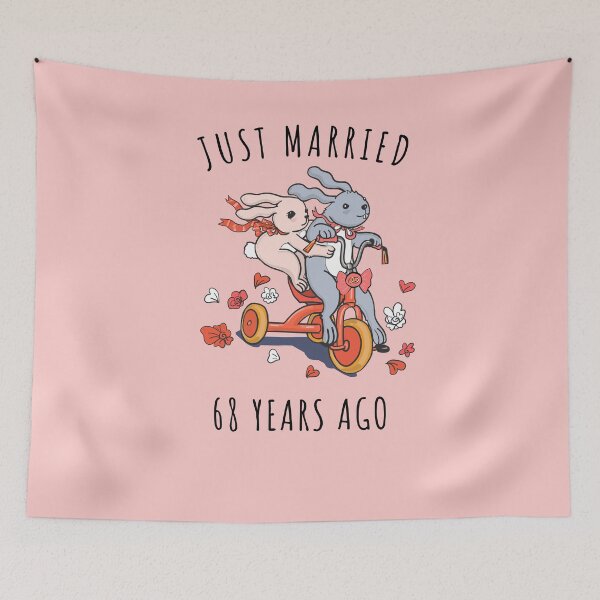Item preview, Just Married 68 Years Ago - 68th Anniversary Couple Bunnies Tee, Phone Cases And Other Gifts designed and sold by MemWear.