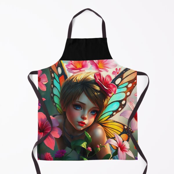 Item preview, Cute Pixie Fairy with Butterfly Wings – Teal Yellow Pink Floral Digital Portrait designed and sold by EvaAngel.