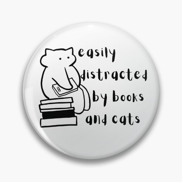 Artikelvorschau, Easily Distracted by Books and Cats Cute Minimalist Cat and Book Lover Quote entworfen und verkauft von Kattcatty.