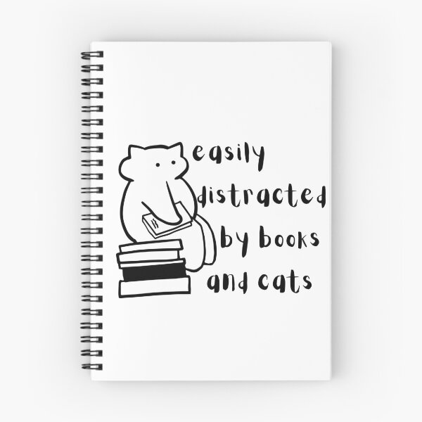Item preview,  Easily Distracted by Books and Cats Cute Minimalist Cat and Book Lover Quote designed and sold by Kattcatty.