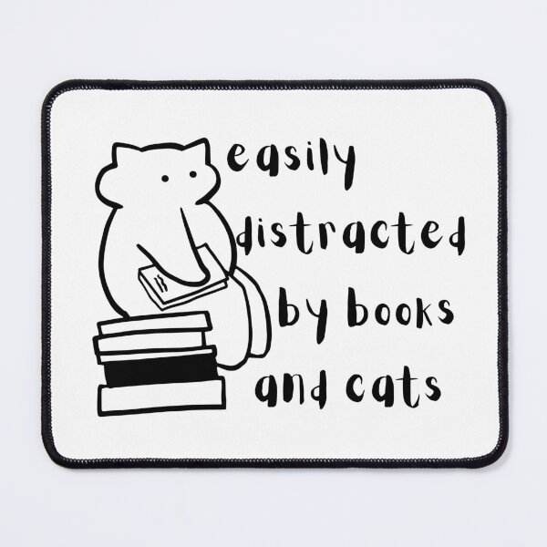 Item preview,  Easily Distracted by Books and Cats Cute Minimalist Cat and Book Lover Quote designed and sold by Kattcatty.