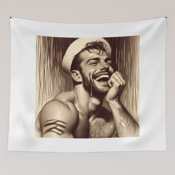 Item preview, 1950s Vintage Gay Sailor "Be Happy " San Francisco Tom of Finland Tribute Gay Pride Graphic Design designed and sold by ItsAKinkThing.