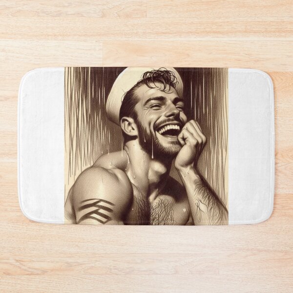 Item preview, 1950s Vintage Gay Sailor "Be Happy " San Francisco Tom of Finland Tribute Gay Pride Graphic Design designed and sold by ItsAKinkThing.