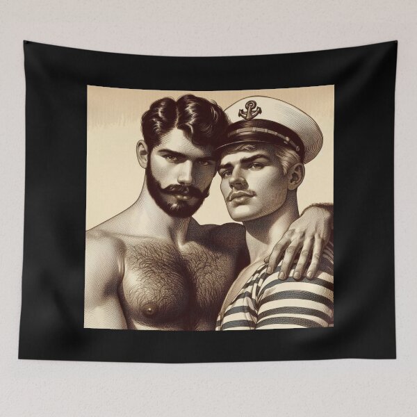Item preview, 1940s Vintage Sailors "Our Love" San Francisco Tom of Finland Tribute Gay Pride Graphic Design designed and sold by ItsAKinkThing.